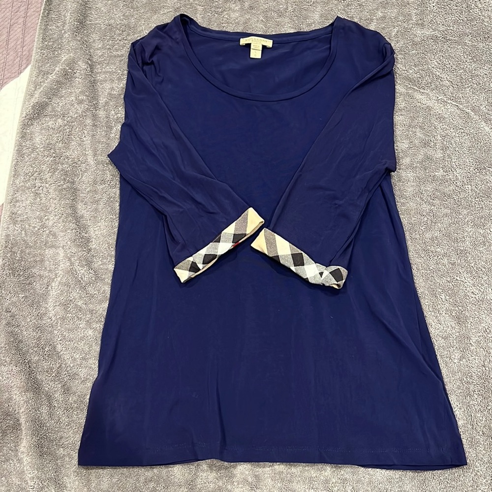 Burberry Brit 3/4 Sleeve Top Women's Purplestretch Flip Cuff Nova